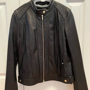 Cole Haan black leather moto jacket